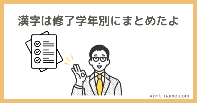 漢字を修了学年別に紹介